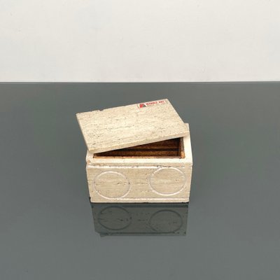 Italian Rectangular Decorative Box in Travertine and Cork from Marble Art, 1970s-LYQ-1324673