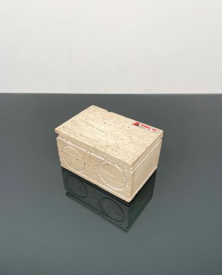 Italian Rectangular Decorative Box in Travertine and Cork from Marble Art, 1970s-LYQ-1324673