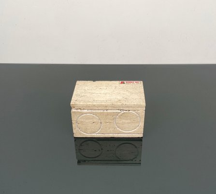 Italian Rectangular Decorative Box in Travertine and Cork from Marble Art, 1970s-LYQ-1324673