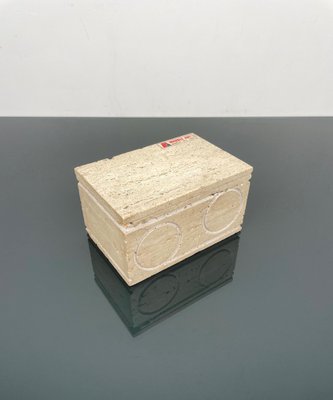 Italian Rectangular Decorative Box in Travertine and Cork from Marble Art, 1970s-LYQ-1324673