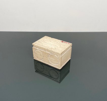 Italian Rectangular Decorative Box in Travertine and Cork from Marble Art, 1970s-LYQ-1324673