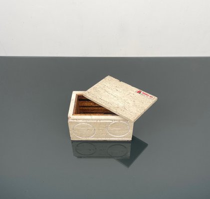 Italian Rectangular Decorative Box in Travertine and Cork from Marble Art, 1970s-LYQ-1324673