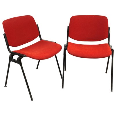 Italian Red Aluminum DSC Chair 106 by Giancarlo Piretti for Castles Alps, 1960s, Set of 2-JDR-1126224