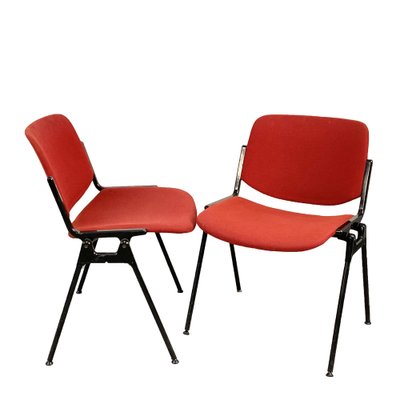 Italian Red Aluminum DSC Chair 106 by Giancarlo Piretti for Castles Alps, 1960s, Set of 2-JDR-1126224