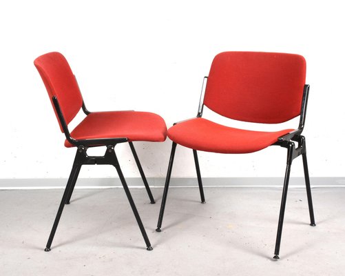 Italian Red Aluminum DSC Chair 106 by Giancarlo Piretti for Castles Alps, 1960s, Set of 2-JDR-1126224