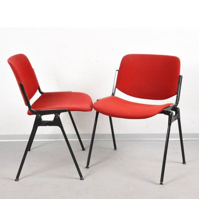 Italian Red Aluminum DSC Chair 106 by Giancarlo Piretti for Castles Alps, 1960s, Set of 2-JDR-1126224