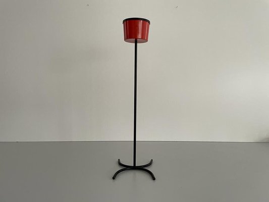 Italian Red and Black Metal Floor Ashtray with Arc Foots, 1970s-RDS-1736595