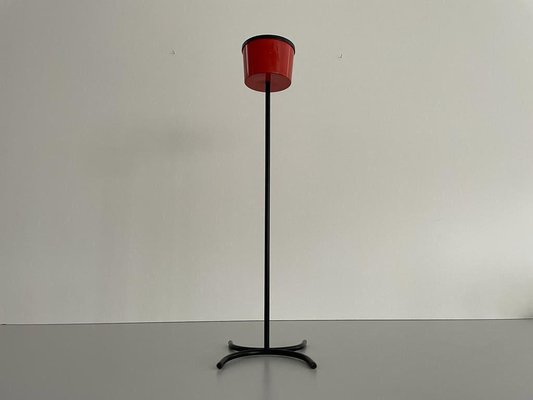 Italian Red and Black Metal Floor Ashtray with Arc Foots, 1970s-RDS-1736595