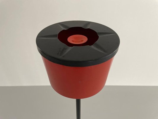 Italian Red and Black Metal Floor Ashtray with Arc Foots, 1970s-RDS-1736595