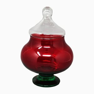 Italian Red and Green Jar in Empoli Glass from Rossini, 1960s-QGR-1279266