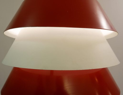 Italian Red and White Metal Pendant Lamp, 1960s-FGA-923253