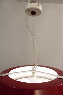 Italian Red and White Metal Pendant Lamp, 1960s-FGA-923253