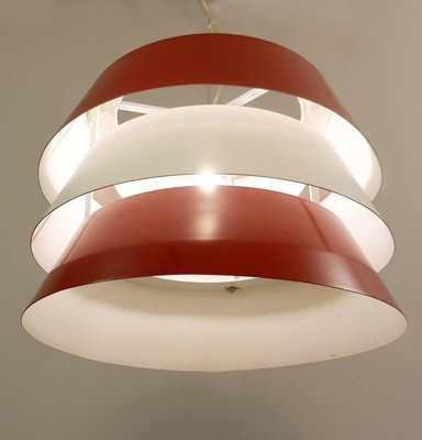 Italian Red and White Metal Pendant Lamp, 1960s-FGA-923253