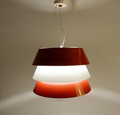 Italian Red and White Metal Pendant Lamp, 1960s-FGA-923253