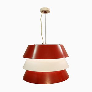 Italian Red and White Metal Pendant Lamp, 1960s-FGA-923253