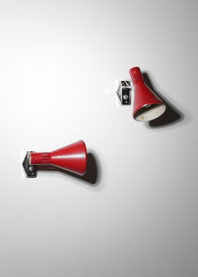 Italian Red Lacquered Sconces from Stilnovo, 1960s, Set of 2-YU-1075704