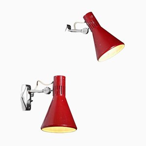 Italian Red Lacquered Sconces from Stilnovo, 1960s, Set of 2-YU-1075704