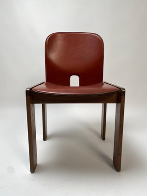 Italian Red Leather 121 Chairs by Afra & Tobia Scarpa for Cassina, 1967, Set of 10-KKZ-1814270