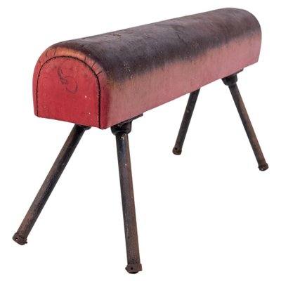 Italian Red Leather and Iron Gymnastic Horse-RCE-1099544