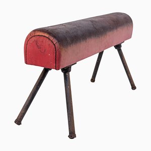 Italian Red Leather and Iron Gymnastic Horse-RCE-1099544