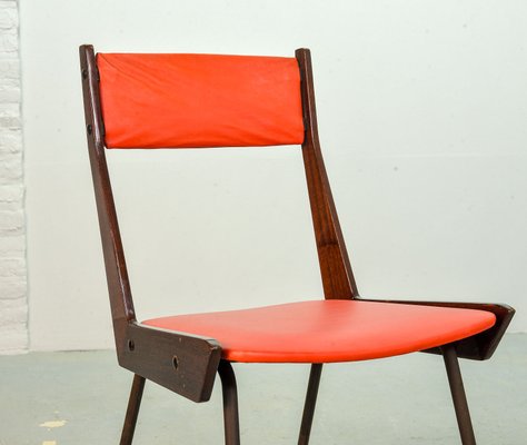 Italian Red Leatherette Dining Chairs by Gianfranco Frattini for R&B, 1950s, Set of 6-IXC-892915