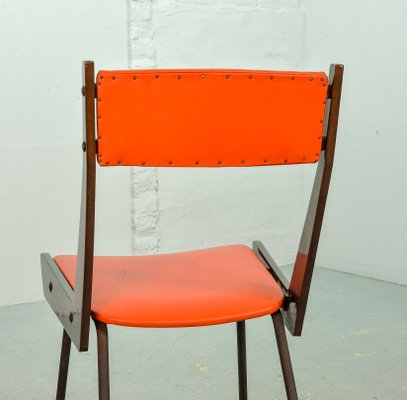 Italian Red Leatherette Dining Chairs by Gianfranco Frattini for R&B, 1950s, Set of 6-IXC-892915