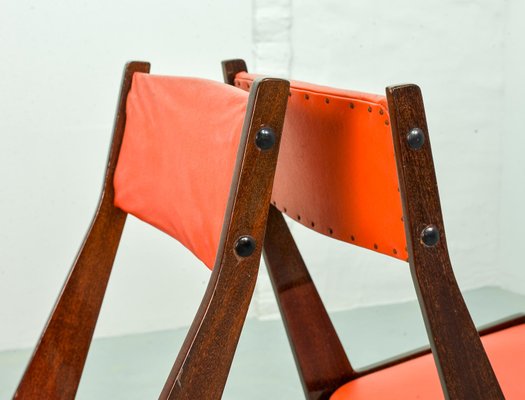 Italian Red Leatherette Dining Chairs by Gianfranco Frattini for R&B, 1950s, Set of 6-IXC-892915