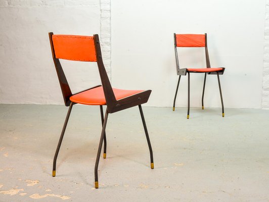 Italian Red Leatherette Dining Chairs by Gianfranco Frattini for R&B, 1950s, Set of 6-IXC-892915