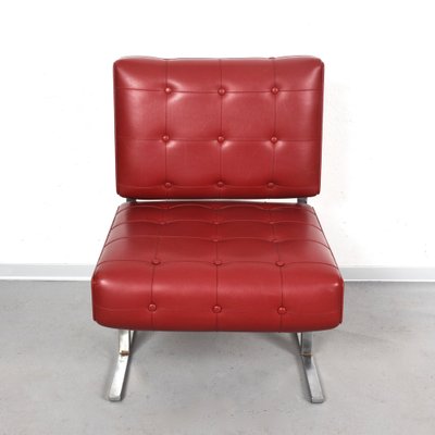 Italian Red Leatherette Lounge Chairs in the Style of Robert Haussmann for de Sede, 1950s, Set of 2-JDR-1126225