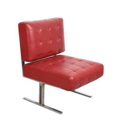 Italian Red Leatherette Lounge Chairs in the Style of Robert Haussmann for de Sede, 1950s, Set of 2-JDR-1126225