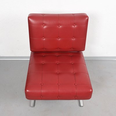 Italian Red Leatherette Lounge Chairs in the Style of Robert Haussmann for de Sede, 1950s, Set of 2-JDR-1126225