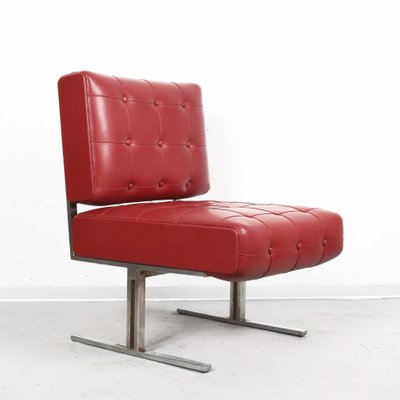 Italian Red Leatherette Lounge Chairs in the Style of Robert Haussmann for de Sede, 1950s, Set of 2-JDR-1126225