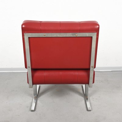 Italian Red Leatherette Lounge Chairs in the Style of Robert Haussmann for de Sede, 1950s, Set of 2-JDR-1126225