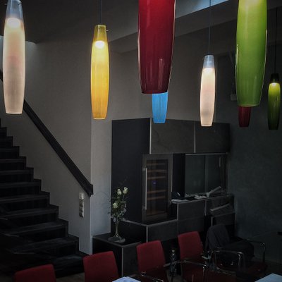 Italian Red Pendants in Murano Glass by Alessandro Pianon for Vistosi, 1960s-HWV-1320533