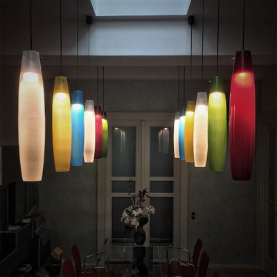 Italian Red Pendants in Murano Glass by Alessandro Pianon for Vistosi, 1960s-HWV-1320533