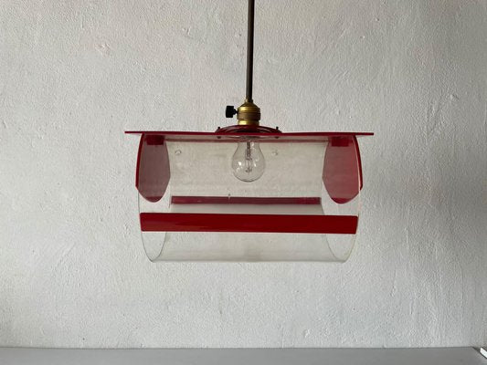 Italian Red Plastic Pendant Lamp, 1970s-RDS-1147848