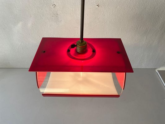 Italian Red Plastic Pendant Lamp, 1970s-RDS-1147848