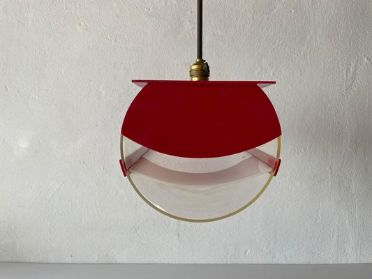 Italian Red Plastic Pendant Lamp, 1970s-RDS-1147848