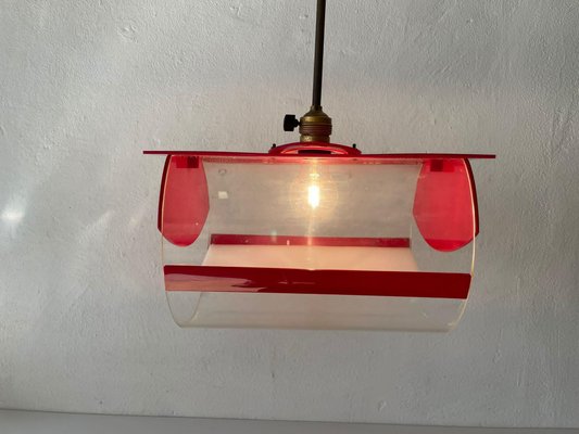 Italian Red Plastic Pendant Lamp, 1970s-RDS-1147848