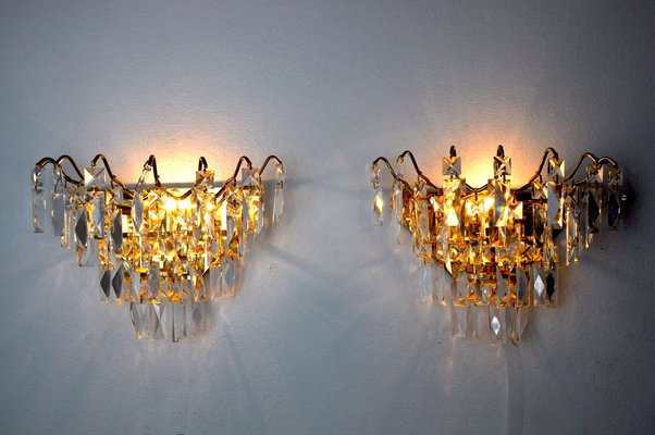 Italian Regency Crystal Sconces, 1970, Set of 2-EJE-1028463