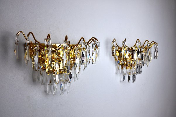 Italian Regency Crystal Sconces, 1970, Set of 2-EJE-1028463