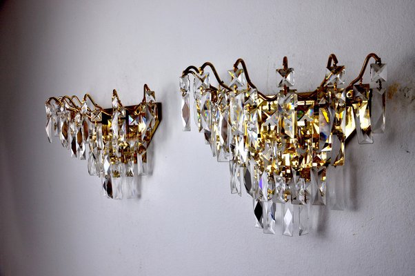 Italian Regency Crystal Sconces, 1970, Set of 2-EJE-1028463