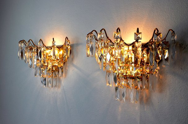 Italian Regency Crystal Sconces, 1970, Set of 2-EJE-1028463