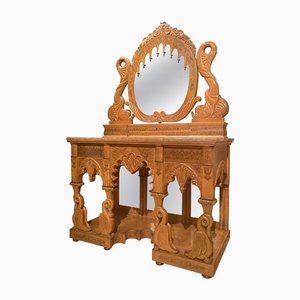 Italian Regency Hand Carved Maple Pier Console or Dressing Table with Mirror-AXE-1433416