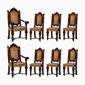 Italian Renaissance Revival Chairs and Armchairs, Set of 8-MBH-1032598