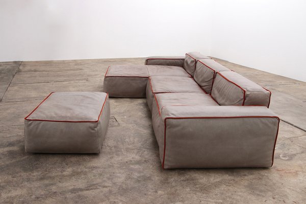 Italian Riff Modular Sofa in Leather from Flexteam, 1999, Set of 4-EZZ-1821062