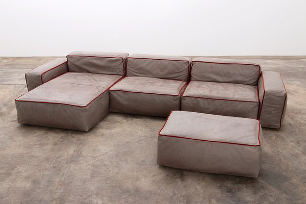 Italian Riff Modular Sofa in Leather from Flexteam, 1999, Set of 4-EZZ-1821062