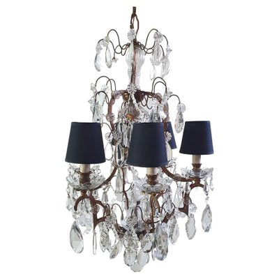 Italian Rococo Crystal Chandelier, 1940s-FO-1405574