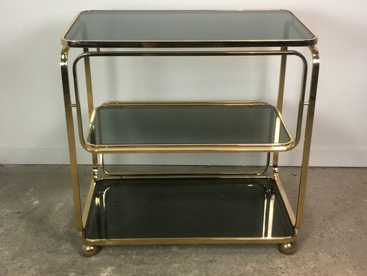 Italian Rolling Trolley in Gold Metal, 1980s-RWZ-1327702