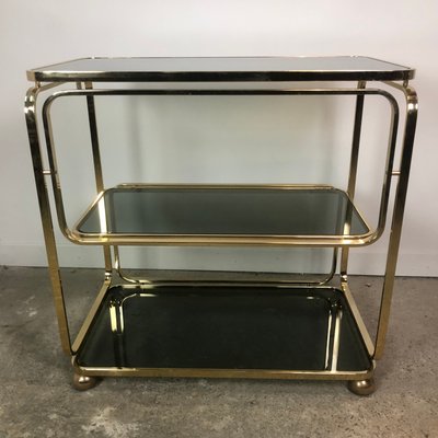 Italian Rolling Trolley in Gold Metal, 1980s-RWZ-1327702